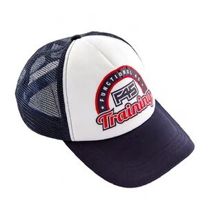 F45 White & Blue Trucker Snap Back Hat Mesh Detail Adjustable Strap One Side New